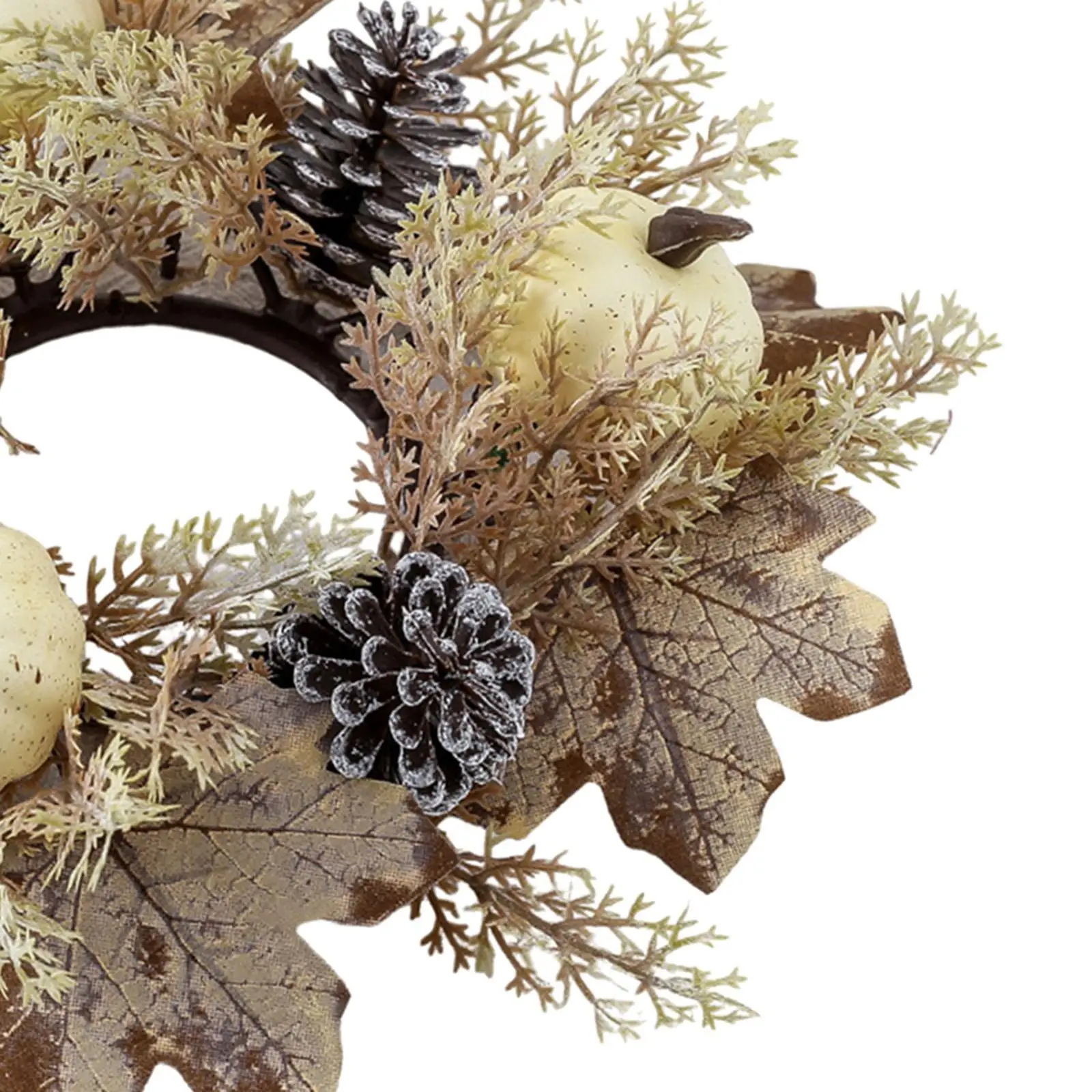 الشكر شمعة حلقة ريفي عمود شمعة حامل أوراق اصطناعية اليقطين إكليل لجميع القديسين الحصاد مهرجان الخريف ديكور #5