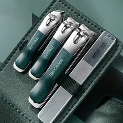 4 pieces Premium Manicure Set with Portable Leather Case - Includes Nanometer Nail File, Fingernail & Toenail Clippers, and Nail