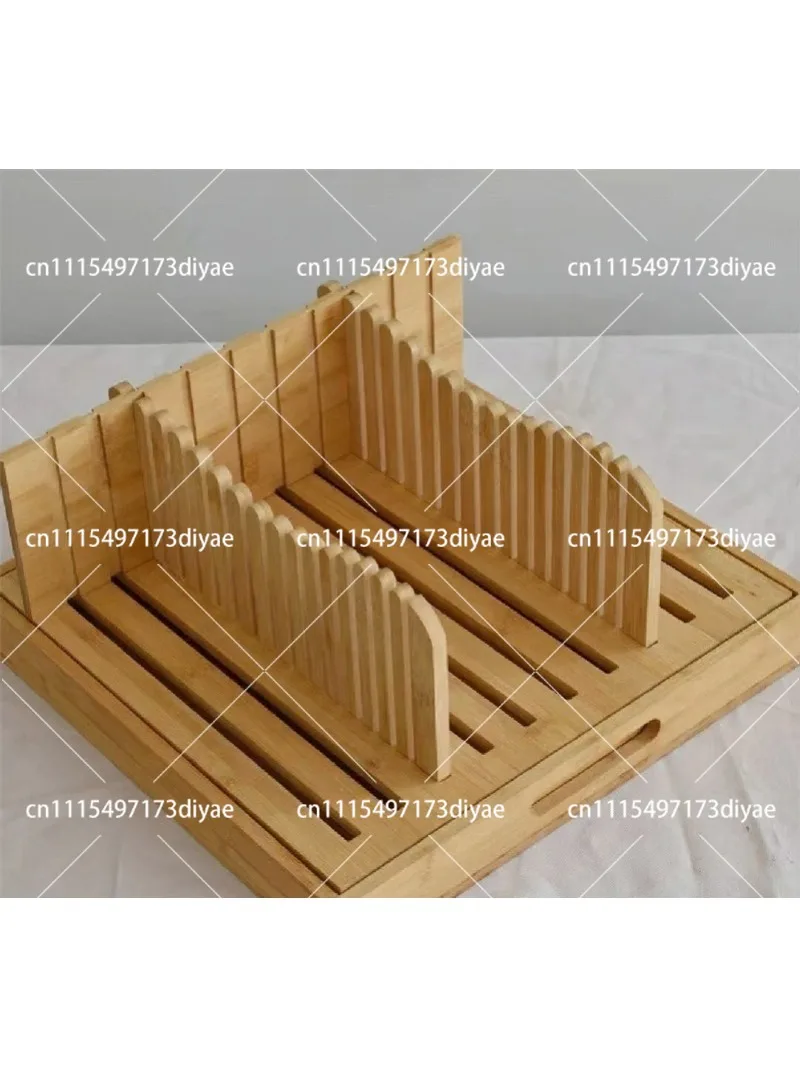 Bamboo Bread Slicer & Snack Tray, Home Breakfast Toast Cutter with Crumb Catcher, Solid Wood Storage Tray