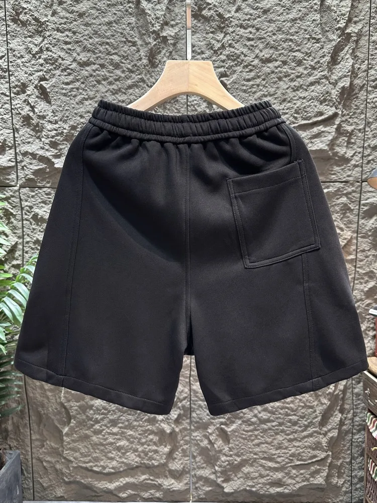 Male Summer Loose Sports Casual Shorts Elastic Waist Straight Drawstring Short Trousers Youthful Style Above Knee Length Trouser
