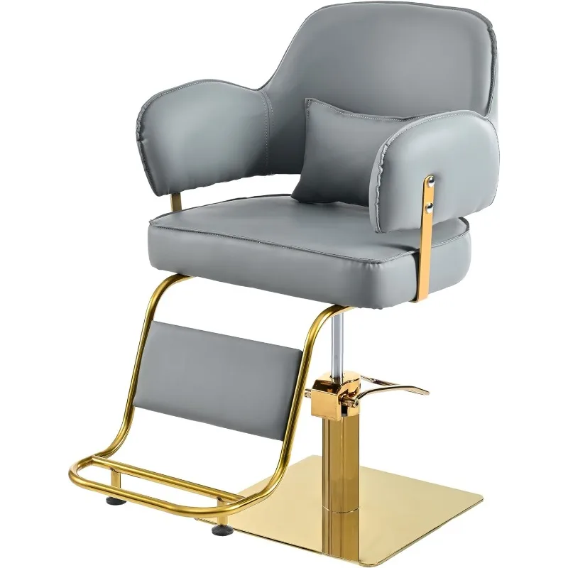 Hydraulic Barber Chair for Hair Salon with Lumbar Pillow & Heavy Duty Hydraulic Pump, Upgraded Salon Beauty Equipment