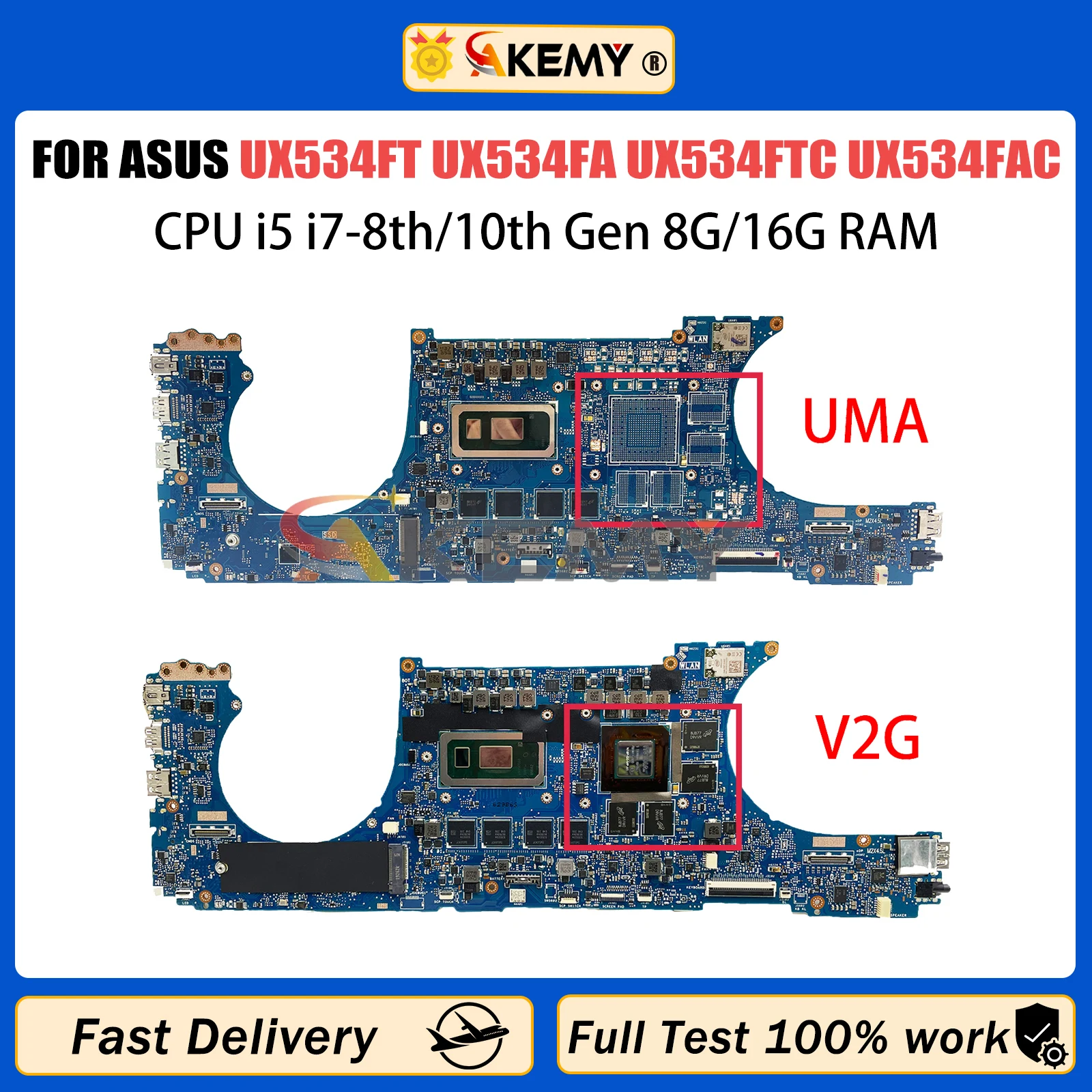 akemy ux534ft placa mae para laptop asus zenbook 15 ux534fa ux534ftc ux534fac ux534fn mainboard i5 i7 cpu gtx1650 8g 16g ram 01