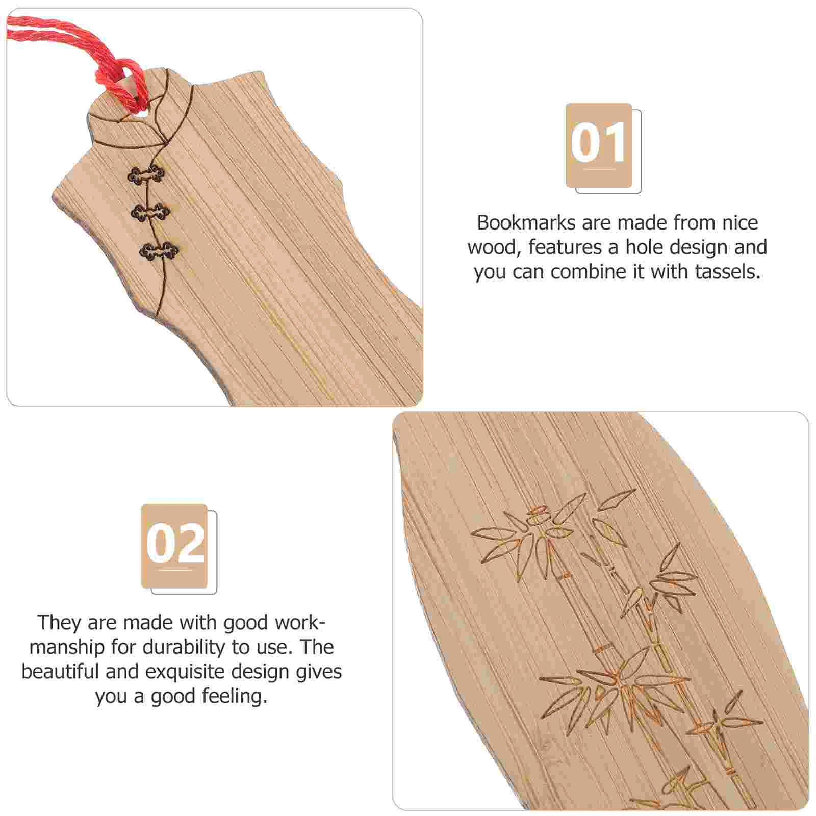 4 Pcs Cheongsam Bamboo Bookmark Bookmarks Reading Wooden Unique Elegant Student Pretty Labels