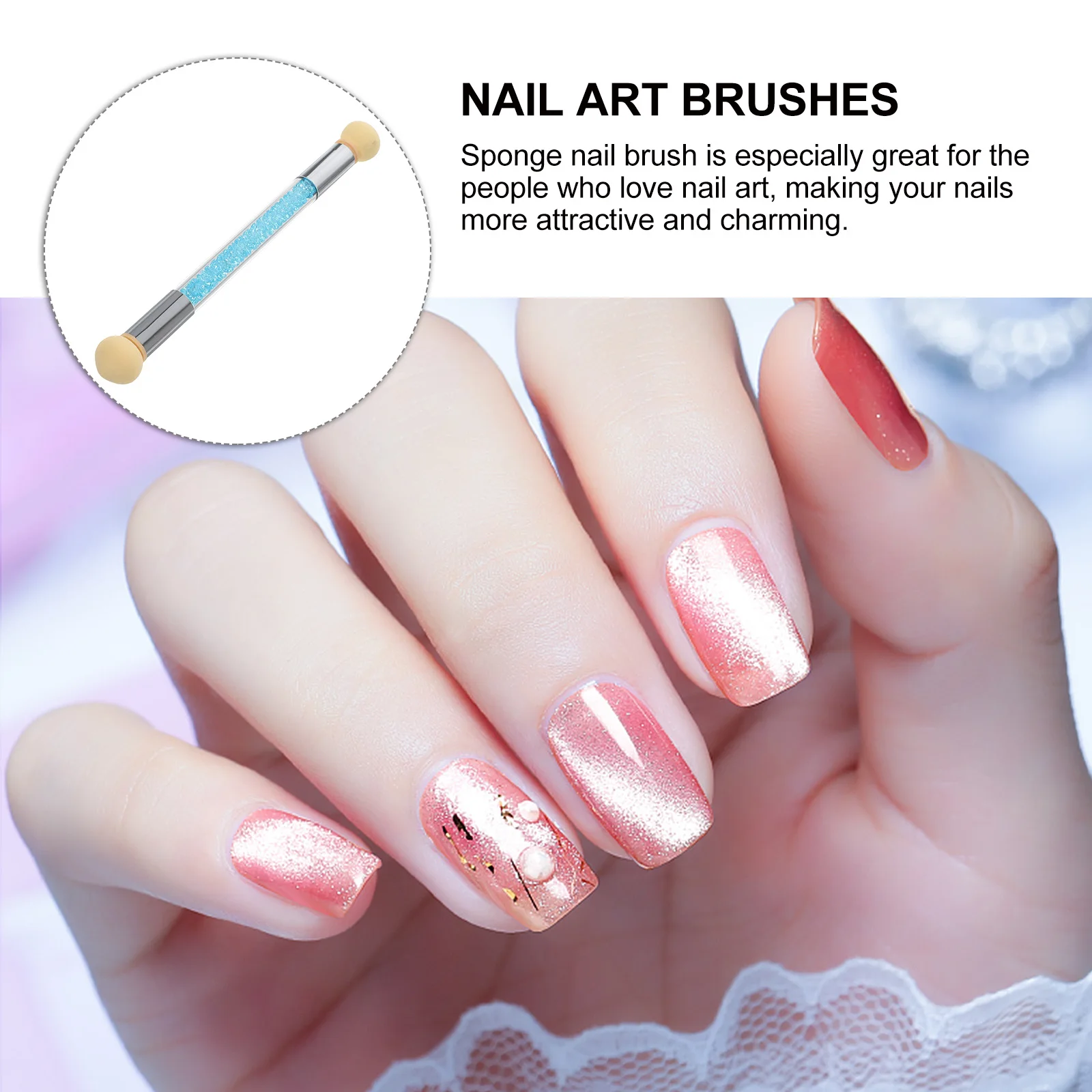 

Double-Ended Art Set Smudge for Acrylic Gradient Design Portable Manicure Tool Easy DIY Coloring Blue Lightweight Painting