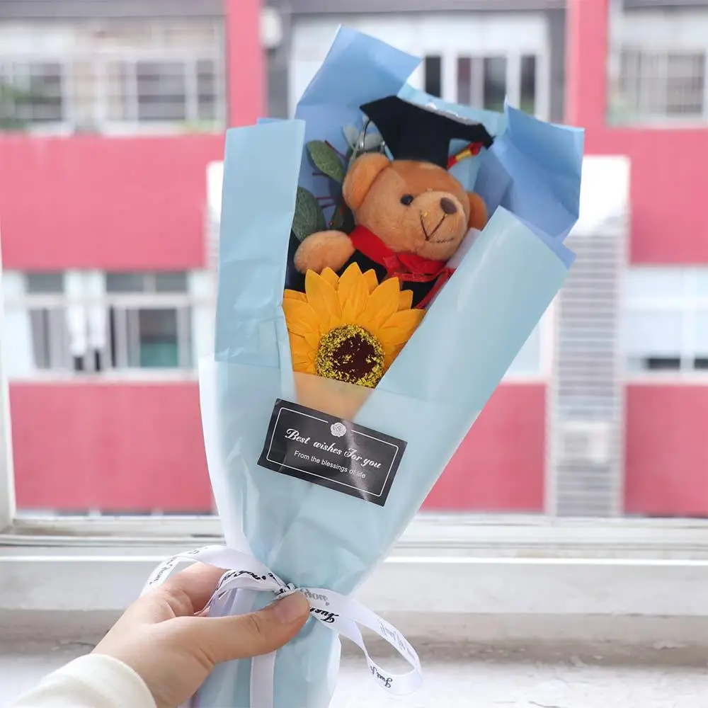 Bouquet Decoration Graduation Bear Bouquet Plush Bear Lovely Bear Plush Bouquet Cartoon Elegant Doctoral Bear Toy Birthday Party