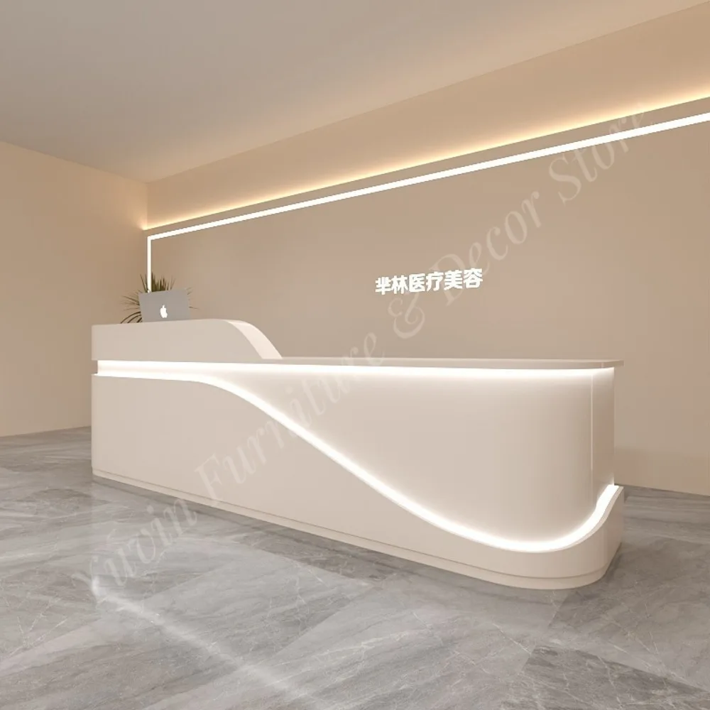 Modern Wood Design Reception Desk for Beauty Salon Dental Clinic Dance Training Classes Company Front Desk-for Schools Hospitals