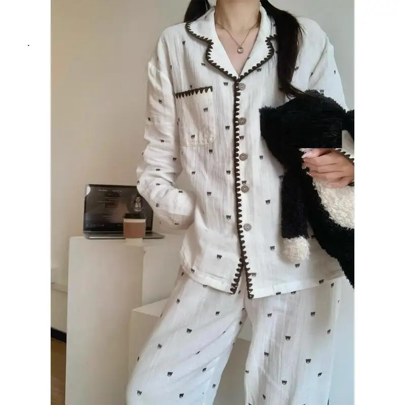 

Women's Clothing Pajamas Keep Warm At Home Outdoors Sleep Exquisite Fashion Ventilate Thicken Sleep Long Sleeves Pants Suit