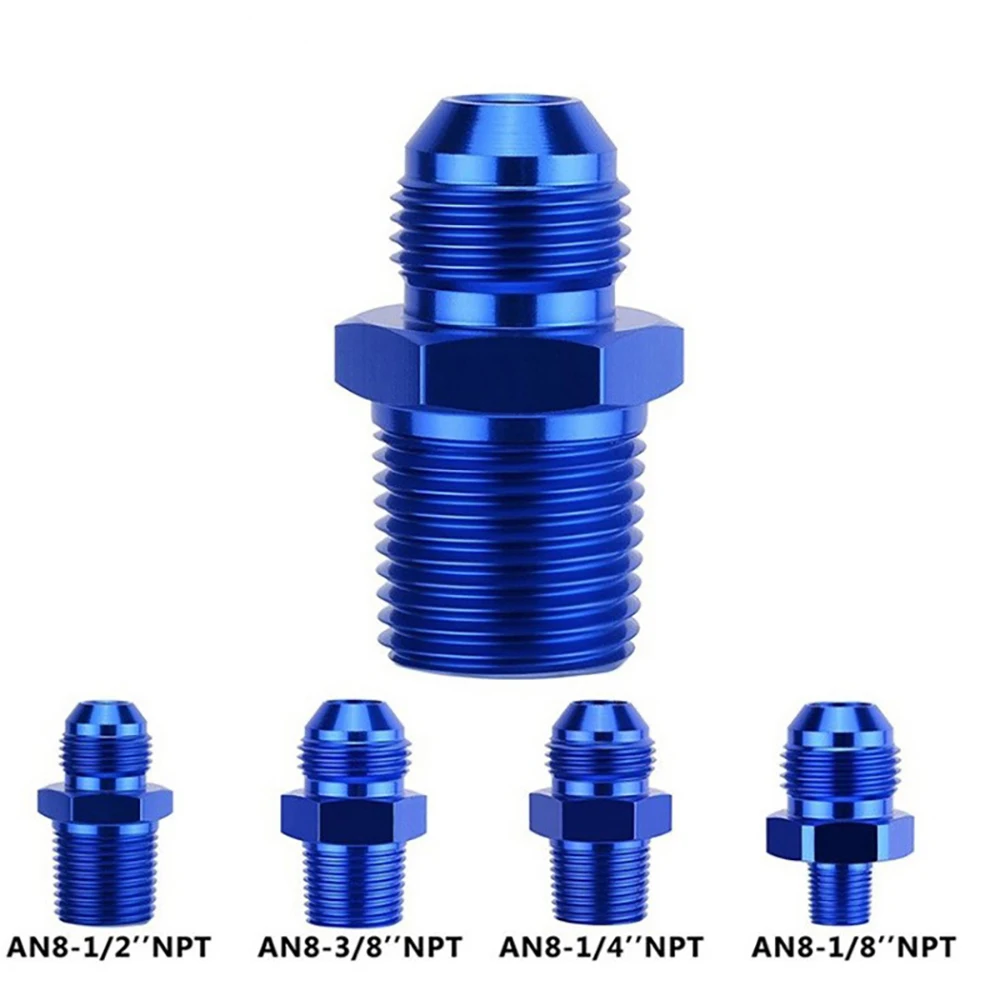 Blue Straight Fuel Hose Adapter Pipe Fitting AN3 AN4 AN6 AN8 AN10 AN12 To 1/8NPT 1/4NPT 3/8NPT 1/2NPT 3/4NPT