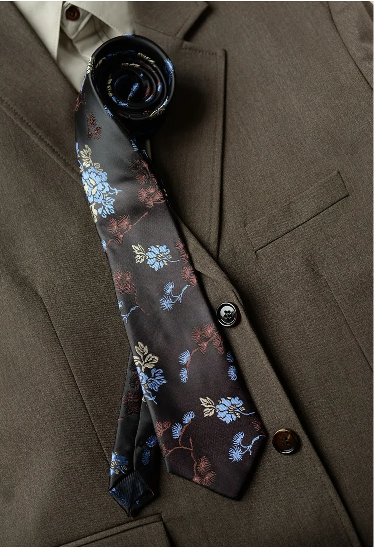 8cm Neue Blumenkrawatte für Herren Vintage Luxus-Krawatte mit Bambus- & Blumenmuster für Anzug und Hemd – Detail 12