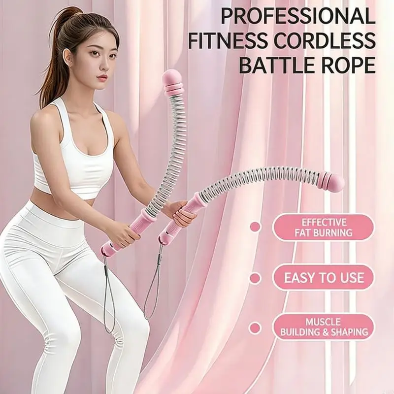 2pcs Cordless Battle Rope Multifunctional Power Training System Arm Strength Homes Gym Equipment For Body Workout Unisex 24BD