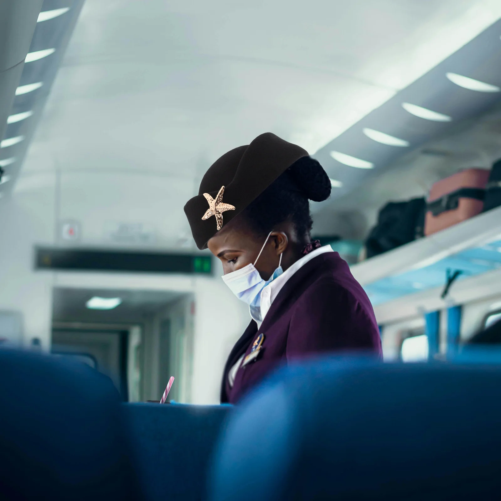 

Felt Stewardess Hat Sea Star Attendant Performance Cap Air Hostess Costume Role Play Accessories