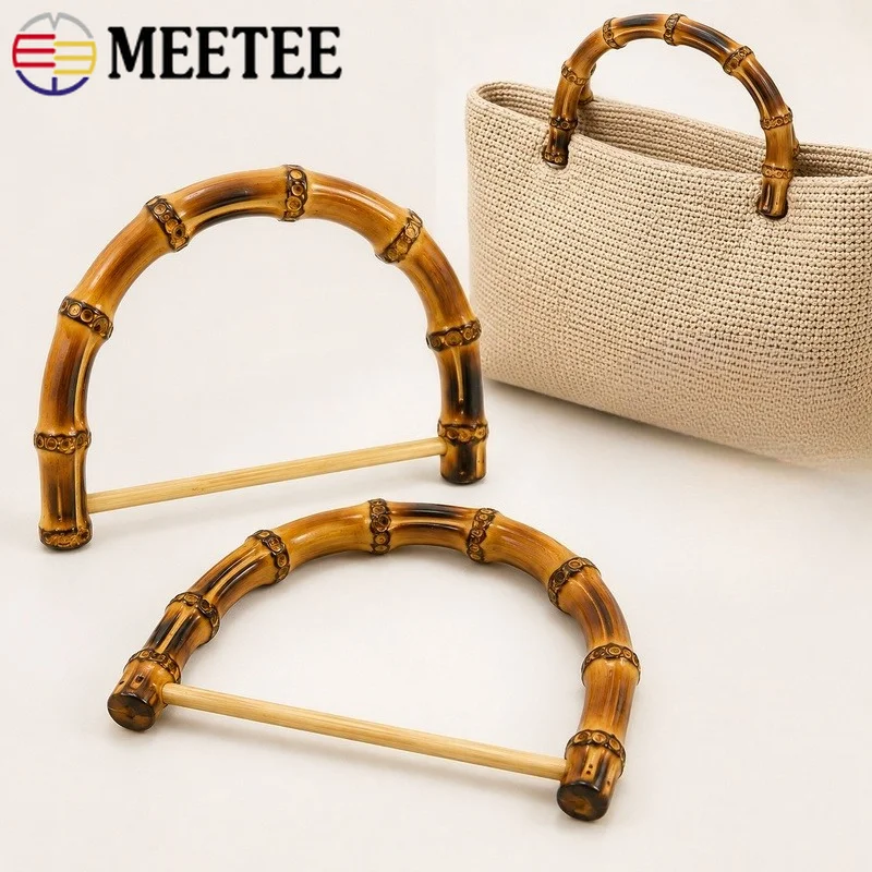 1/2/4Pcs 12/14.5Cm Bamboo D Shape Bag Handles Wooden Frame Replacement for Handbag Purse DIY Sewing Craft Carry Hardware Fitting