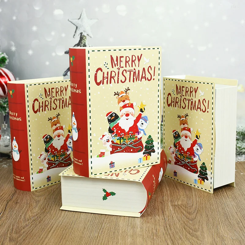 

3pcs Book Shape Merry Christmas Candy Box Christmas Santa Claus Gift Packing Box Xmas Party Decor for Home 2024 New Year Navidad