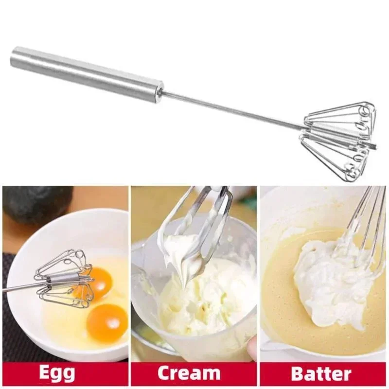 Stainless Steel Hand Push Whisk, Semi-automatic Egg Beater, Hand Mixer for Egg, Milk Frothing, Home Kitchen Tool