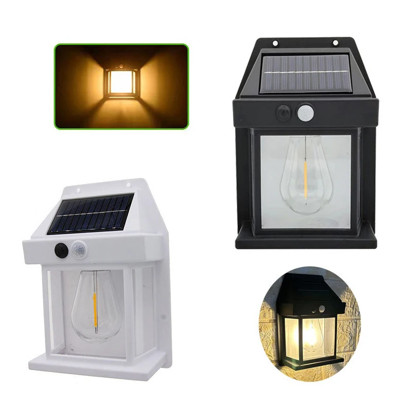 Luz Solar de pared impermeable para exteriores, Sensor de movimiento, luces de porche, detección automática, Control de luz, lámpara Solar para