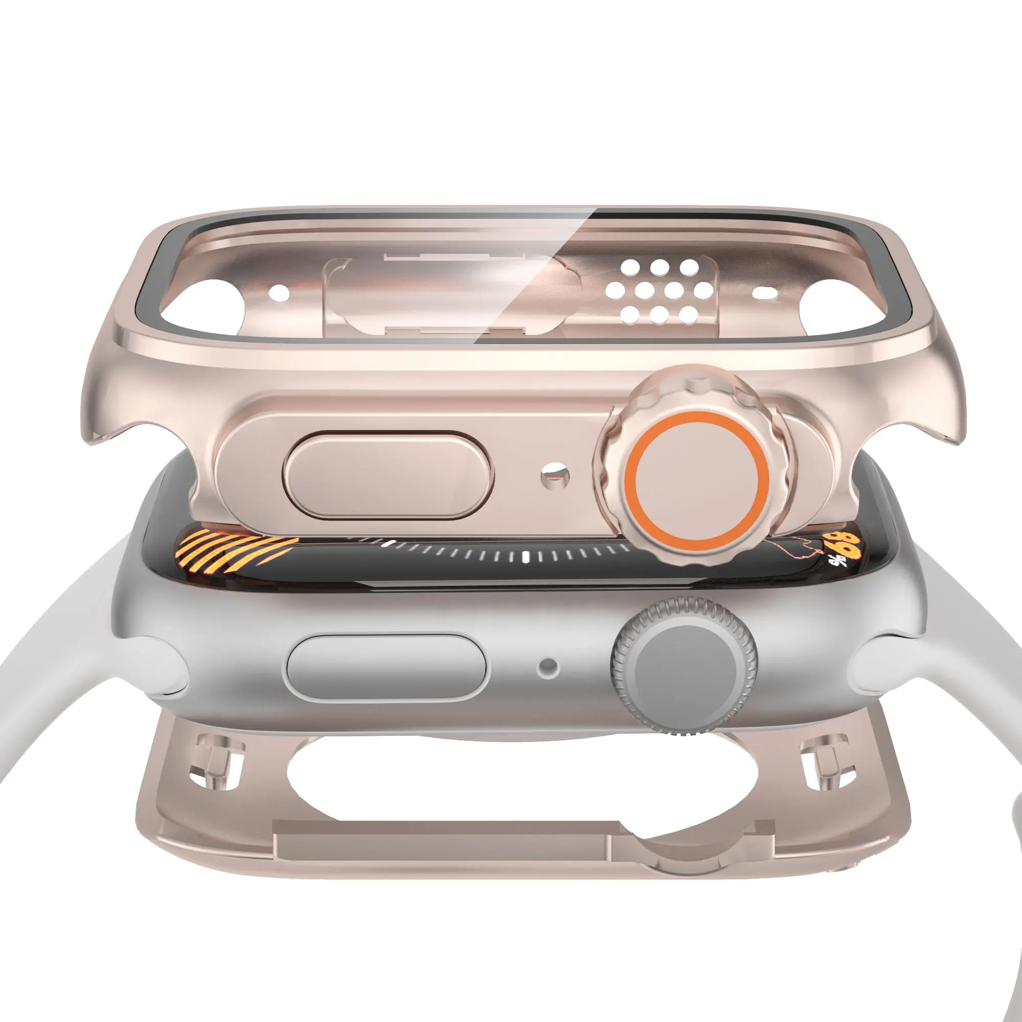 360° Full Waterproof Tempered Glass Upgrade Case Change To Ultra for Apple Watch 45mm 44mm 40mm 41mm IWatch Series 4 5 6 Se 8 7