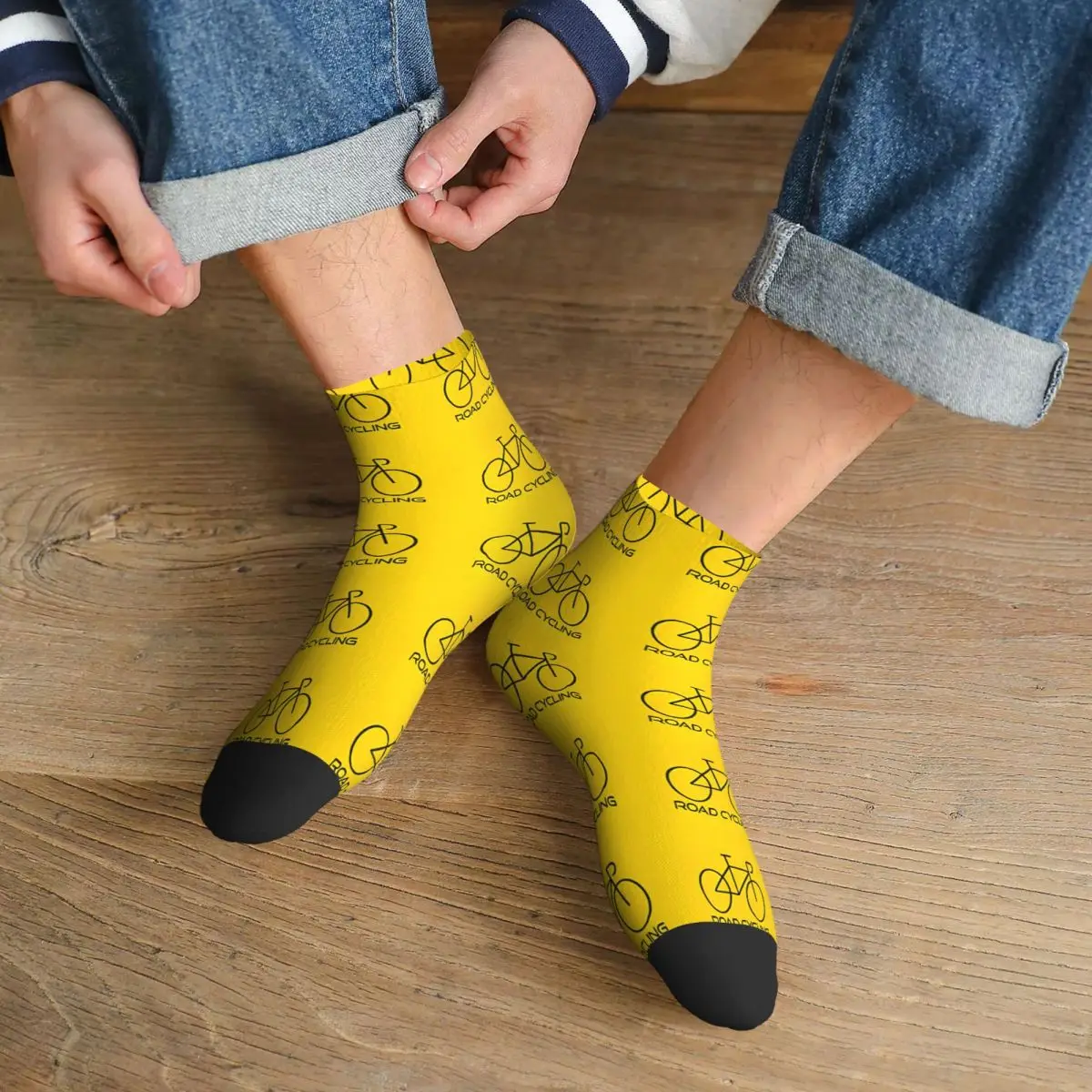 Road Cycling Yellow Bike Andy Warhol Printed Bicycle Ankle Socks Male Mens Women Spring Stockings Printed