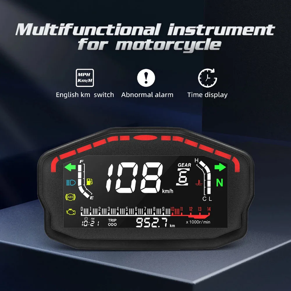 

Motorcycle Bike Universal LED Speedometer LCD Digital Odometer Gauge 14000r/min