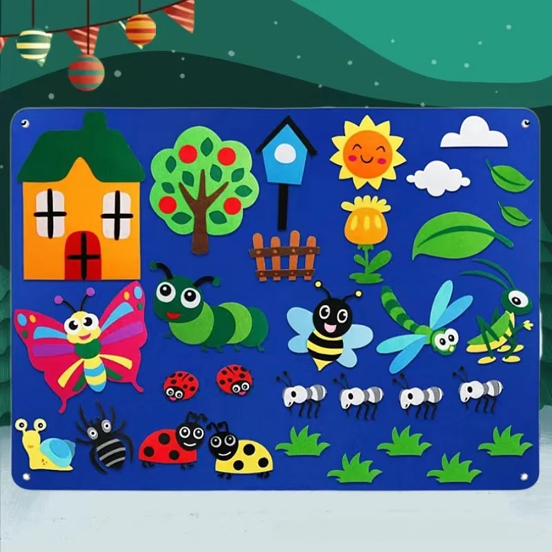 Cross-Border Early Eon 3D DIY Felt Game Bag S Board Busy Board Printed Dinosaur Animal Toys for Children