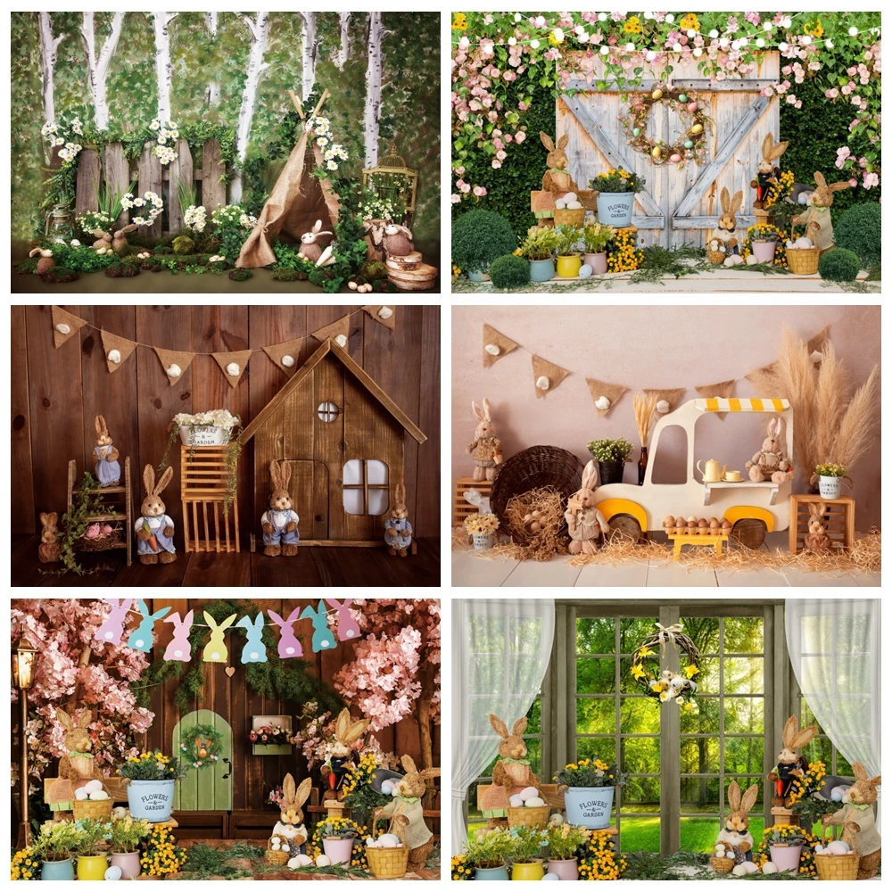 

Spring Easter Backdrop Photography Children Adult Portraits Easter egg Rabbit Party Decorations Newborn Shower Photo Background