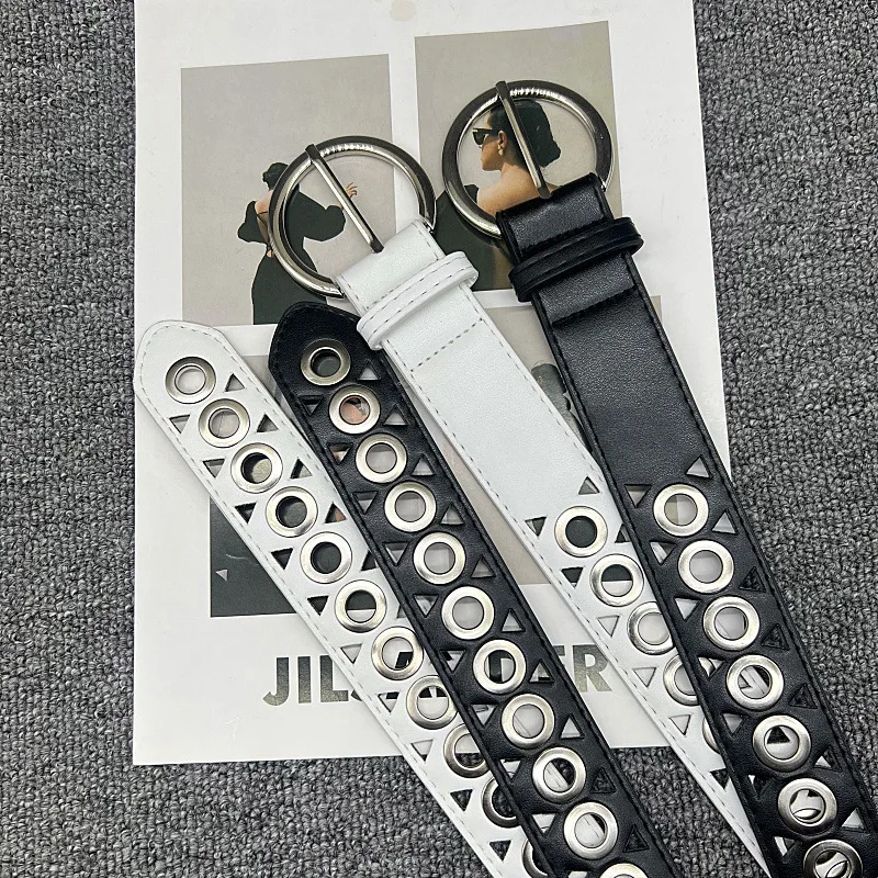 حزام نسائي عصري برشام حزام فاسق إبرة شخصية مشبك حزام الشارع الاتجاه الشرير الهيب هوب نمط Y2K حزام مع حزام الجينز