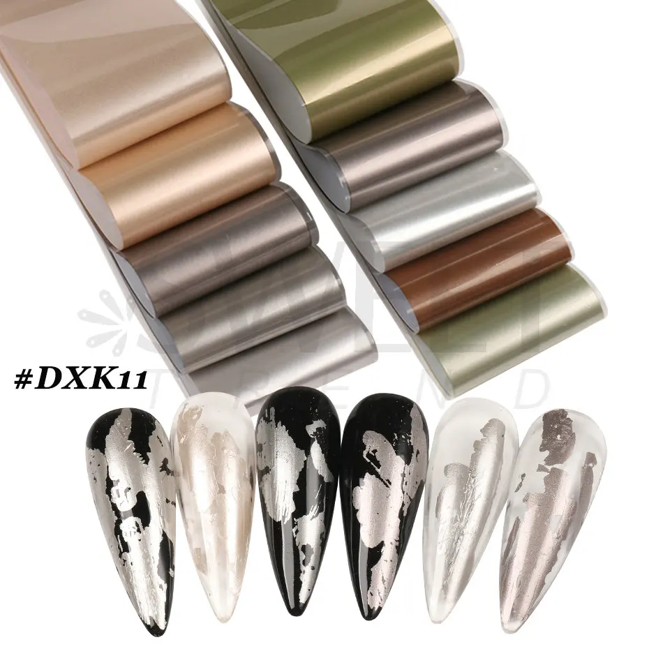 10pcs Matte Metallic Nail Foils Gold Silver Metallic Mirror Starry Paper Gel Polishing Transfer Sticker Nail Art Decor BEDXK11 image 2