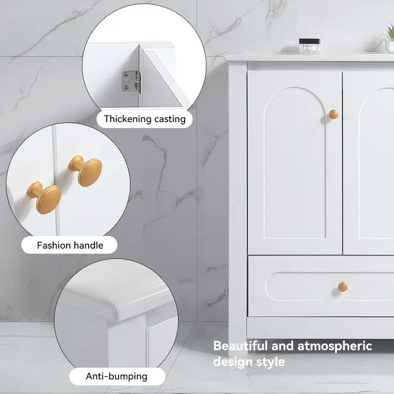 مجموعة حوض استحمام بيضاء مقاس 48 بوصة مع مجموعة حوض سيراميك، وخزانة تخزين واسعة - بابين مغلقين ناعمًا و4 أدراج، باستثناء الحوض