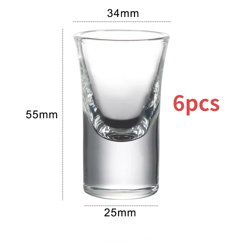 6PCs Glass Set Transparent 15ml Shot Glass Thickened Bottom Liquor Cup Bullet Cups One Mouth Small Cup Wine Drinkware Wholesale