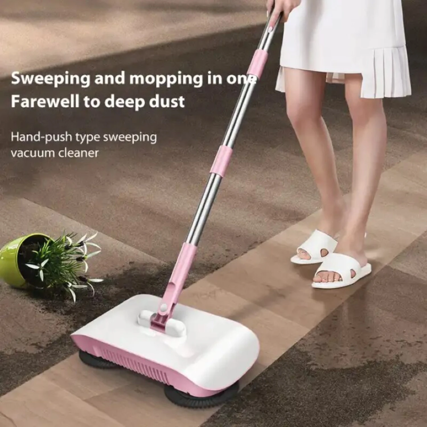 Efficient 2-in-1 Lazy Man Hand-push Sweeper and Sweeping Robot - Effortless Broom Dustpan Set for Thorough Housework Mopping and