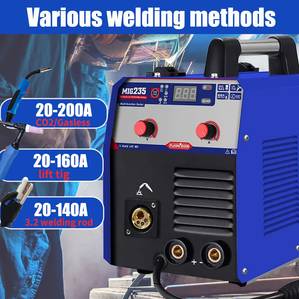 Plasmargon Mig Welder Semi-Automatic Welding Machine 4 in 1 MIG/LIFT TIG/MMA IGBT Inverter MIG welder Gas Gasless MIG Welding