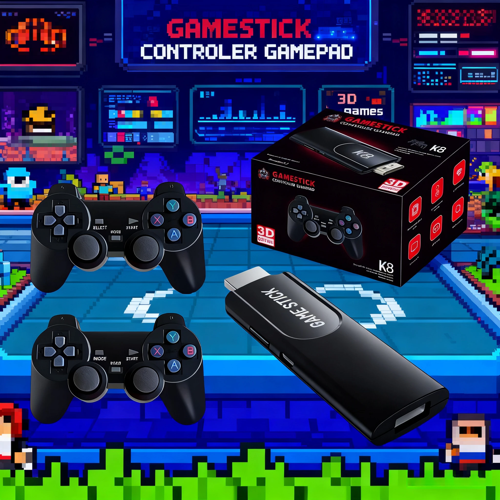 

K8 Retro Game Console 2.4G Dual Wireless Controller 4K HD 20000 Retro Classical Games Retro Game Player Dual-Player Gaming