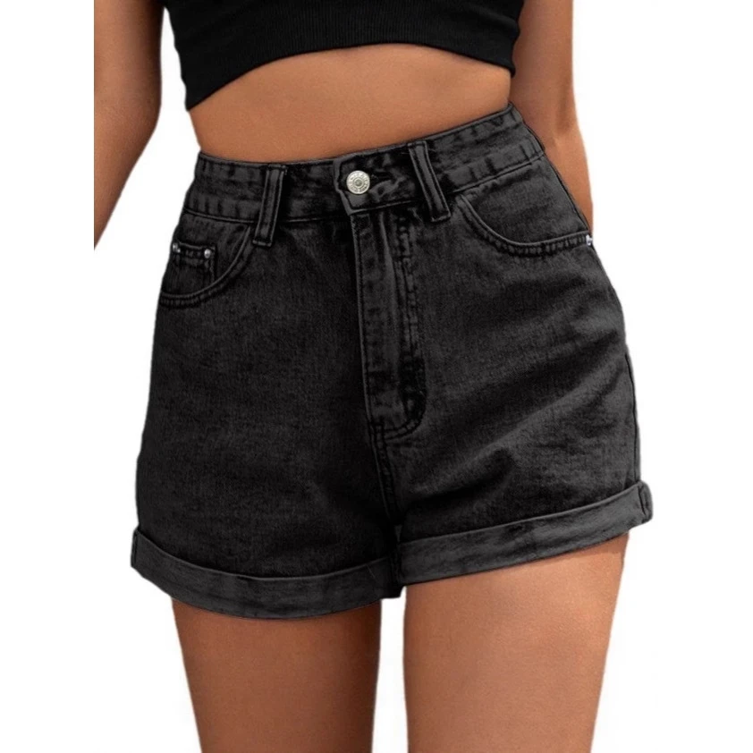 Loose Wide Leg Jeans Shorts Women's Spring Summer New Style Casual High Waist Straight Cut Non-Stretch Denim Cross-Border