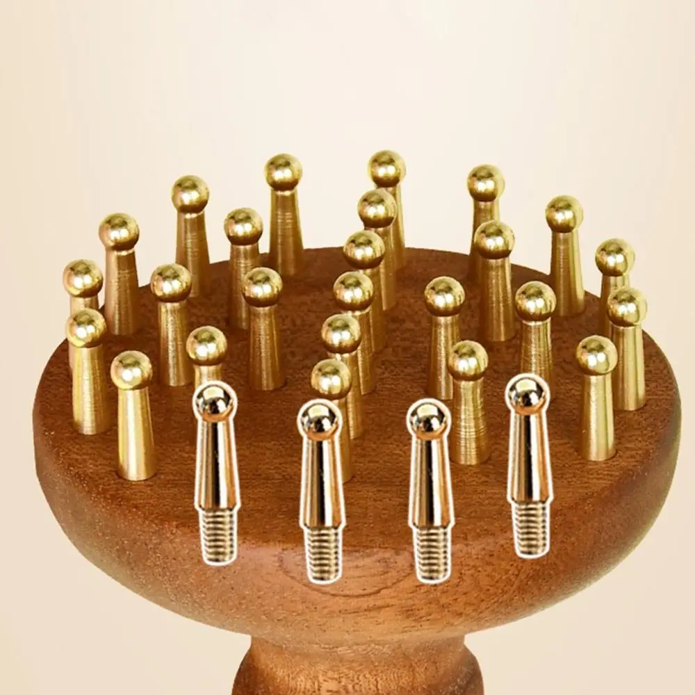 

Wave Style 29teeth Copper Head Massage Comb Wooden Handle Ergonomic Design Meridian Point Massager Brush Sturdy