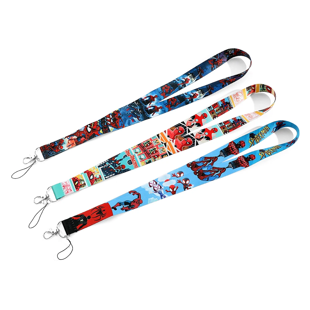 Disney Marvel Spiderman Neck Phone Strap Lanyard Keychain for Wallet Charm Cartoon Lariat Student Chain Anti-lost Decoration