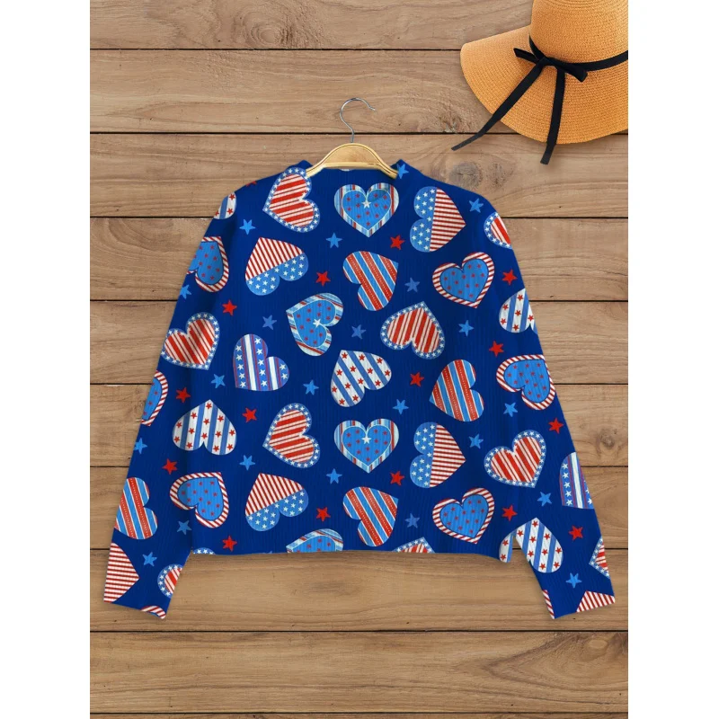 

Korean Vintage Heart Digital Print Women’s Sweater Knit Pullover Thick Loose Crew Neck Long Sleeve Autumn Winter Casual Outdoor
