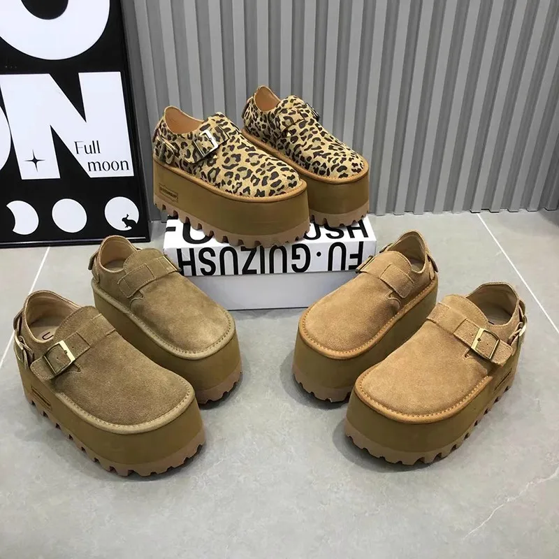 Leopard Shoes Autumn Clogs Platform Female Footwear Fall Retro Creepers Dress New leopard Women's Shoes Platform Female Footwear