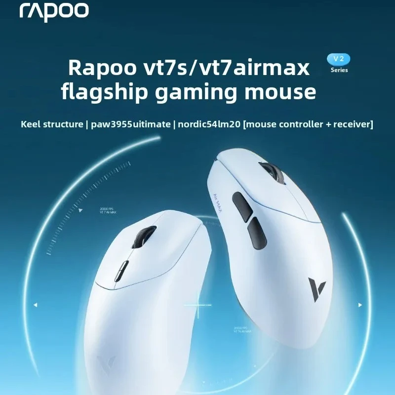 Rapoo VT7s/VT7 Air MAX V2 Mouse PAW3955 Dual 8K Wireless Gaming Mouse Low Latency Ultra‑Lightweight for Esports Game Players