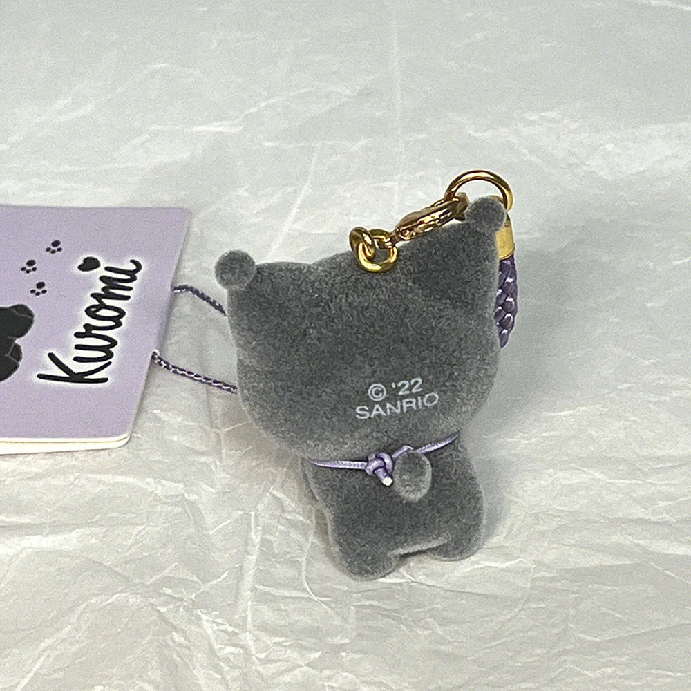 Sanrio Kuromi portachiavi con ciondolo floccato Kawaii Anime portachiavi Cartoon Toy ciondolo decorazione zainetto ornamenti regalo per gli amici