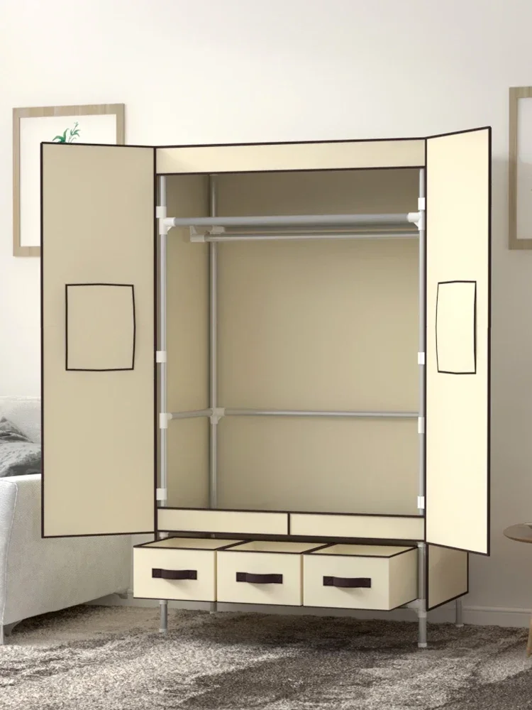 

Simple Wardrobe, Pull-out Door Type Household Bedroom Cloth Wardrobe, Durable Storage Cabinet Hanging Wardrobe