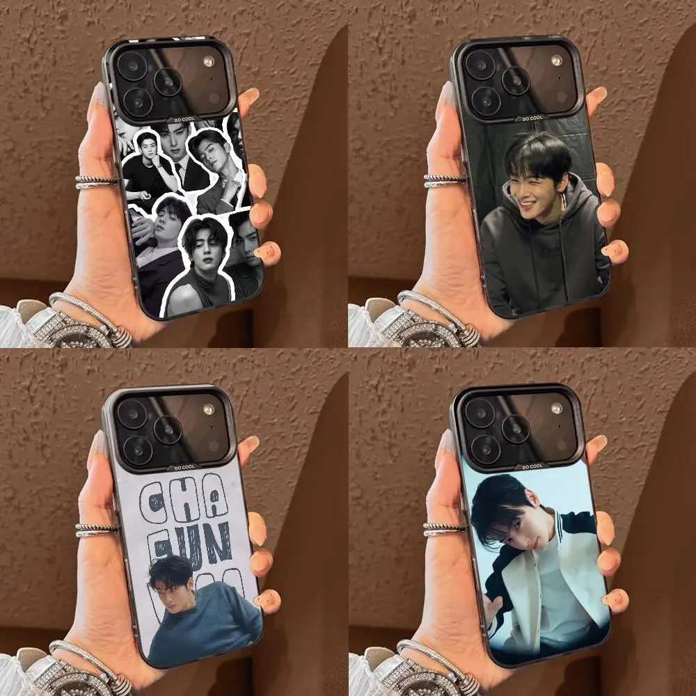 

Korean actor Cha Eun Woo Phone Case For iPhone 17,16,15,14,13,12,11 Plus,Pro Max,XS,Colored Silver Plated Inside Cover