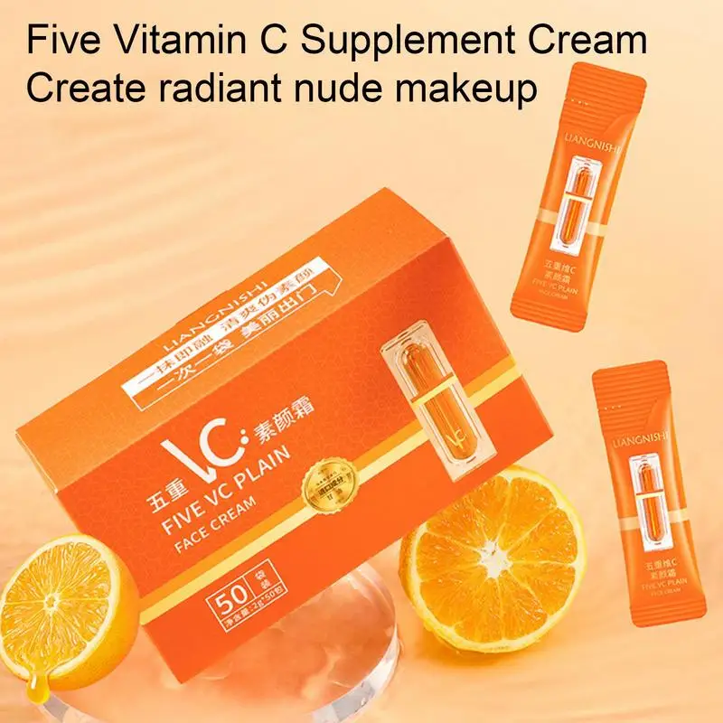 Five Vitamin C-Tone-up face Cream VC, blanqueamiento, brillo, corrector, hidratante Natural, crema de maquillaje perezoso, cuidado de la piel, cosméticos