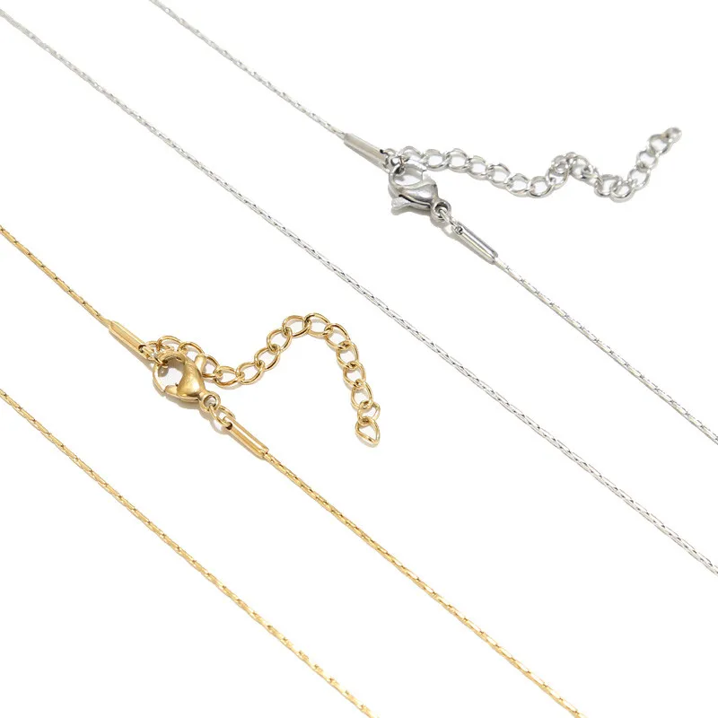 5pcs Titanium Stainless Steel Gold Dainty Womens Rolo Necklaces 18 inches