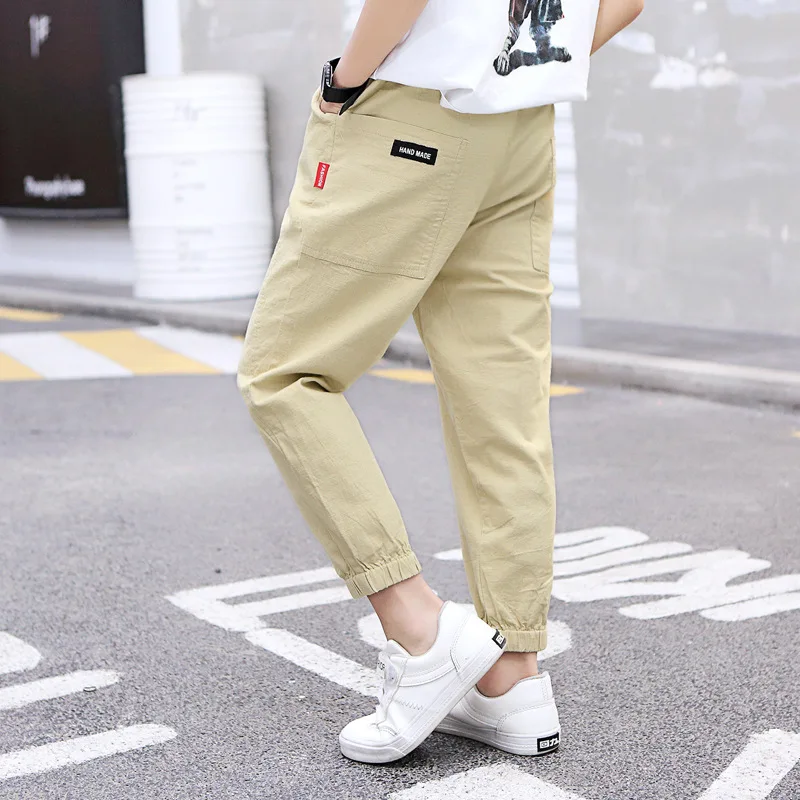 

Boys Casual Pants for Summer 2022 New Elastic Waist Anti-mosquito Children'S Trousers Kids Clothes Solid High Quality