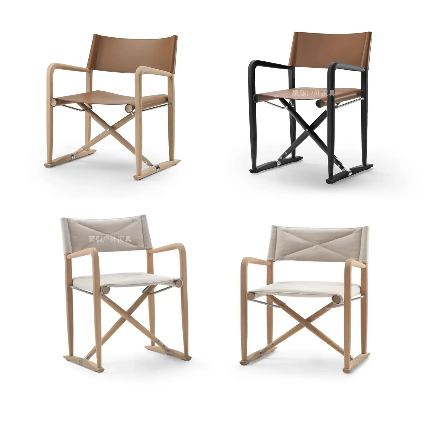 

Silent wind teak folding armchair outdoor portable director chair balcony living room leisure chair beach camping back chair