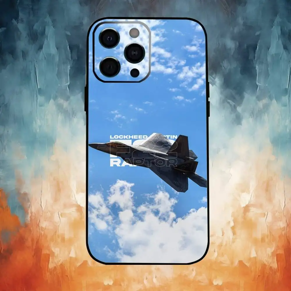 Custodia per telefono Fighter Plane Poster F-22 raptor per iPhone17,16,15,14,13,12,11 Plus,Pro Max Cover morbida nera