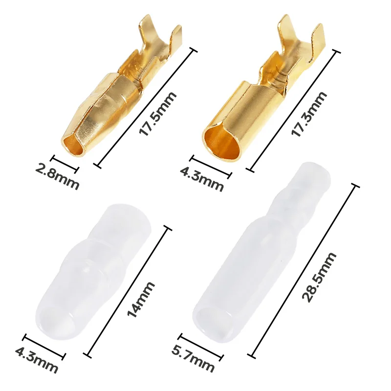 10/30/50/100 Set 4.0 Bullet Terminal Auto Elektrische Draad Connector Vrouwelijke Mannelijke Case Koude Pers Terminal Pak Transparante Schede