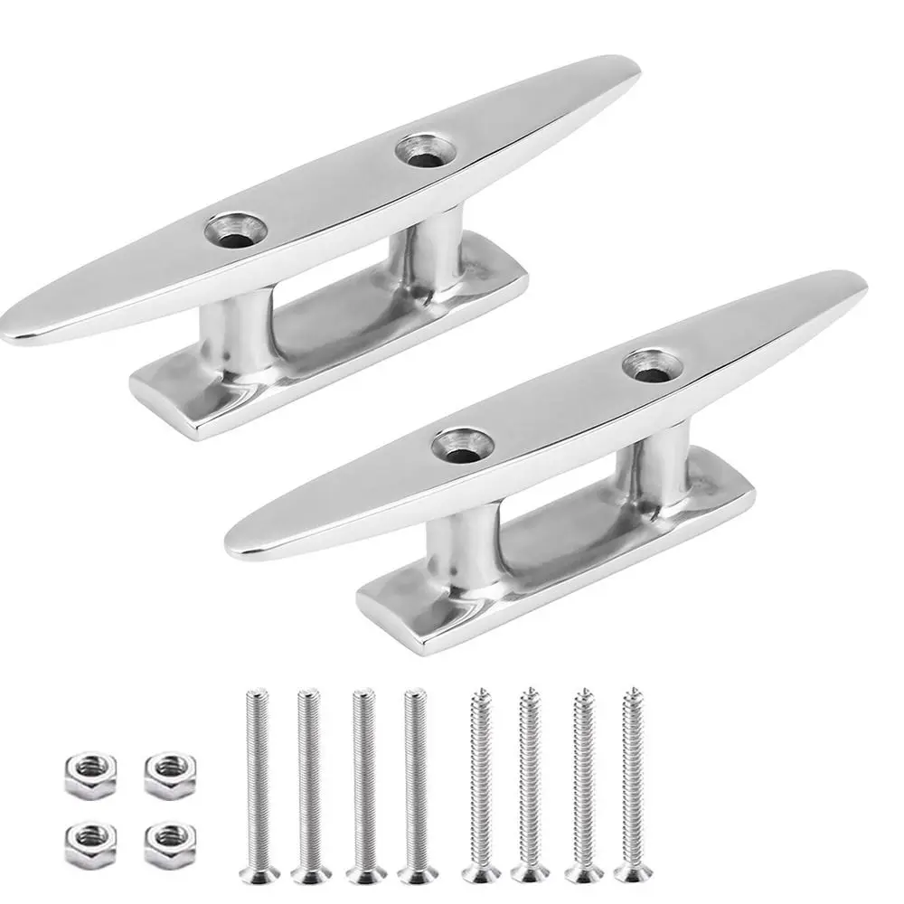 

2pcs Durability Stainless Steel Boat Dock Clamp Superior Levelness Non-corrosive Dock Cleat Precise Marine Rope Cleat Deck