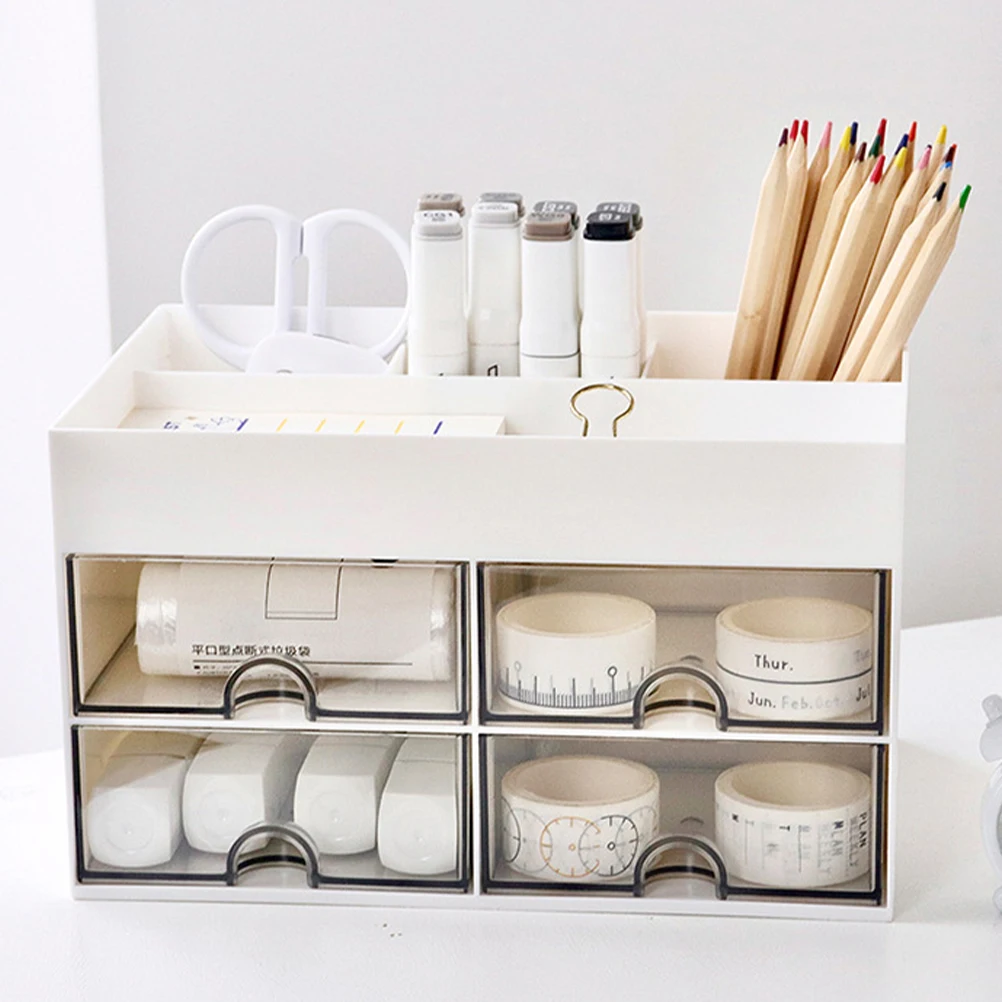 

Desk Organizer Drawer Style Storage Box Multi-Function Stationery Organizer Plastic Desktop Storage Case for Office