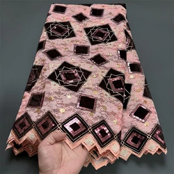 African Nigerian Tulle Lace Fabric with Sequins Embroidery, Sewing Guipure Net Cloth, Prom Dresses, High Quality, 2024, PS0036
