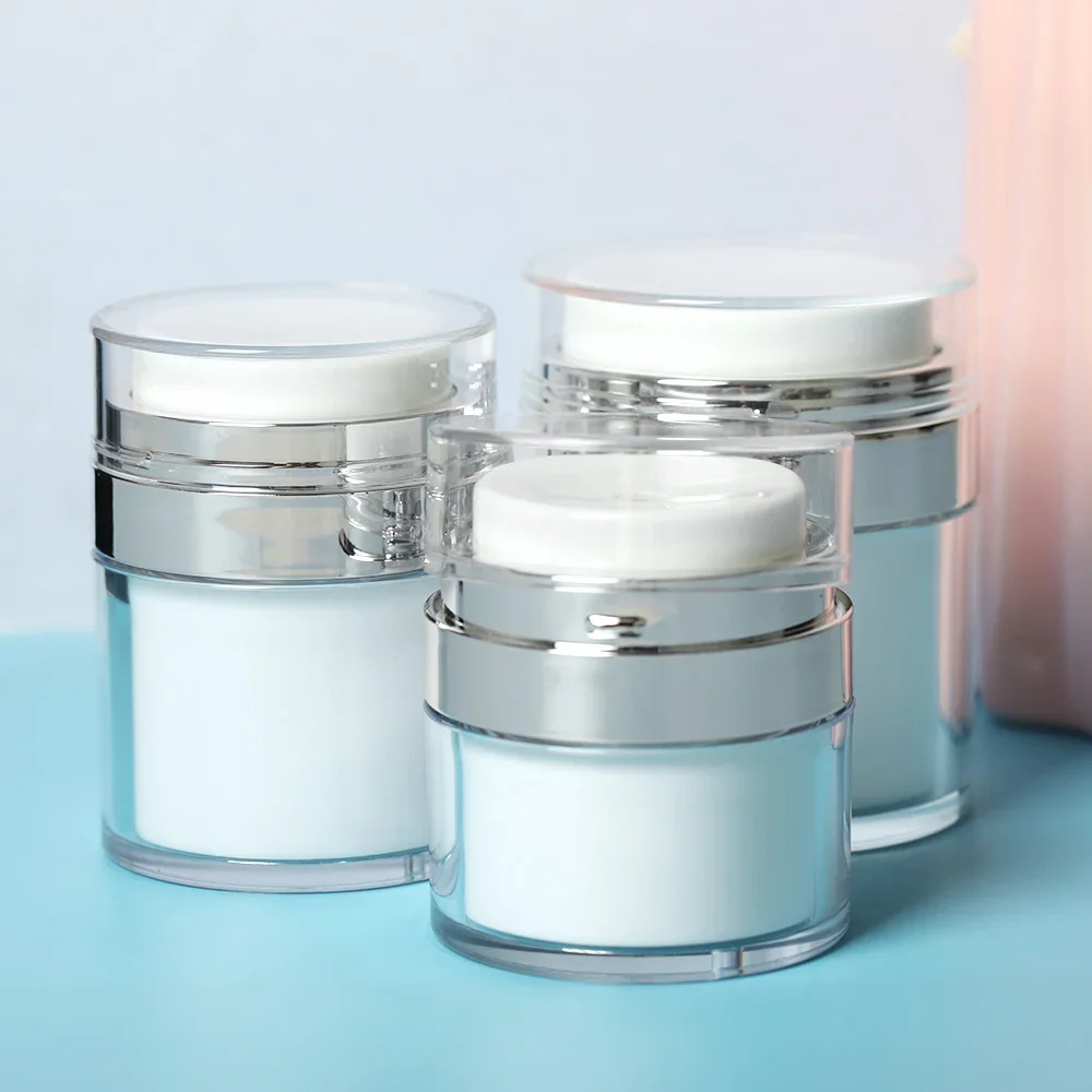 15/30/50g Empty Airless Pump Jar Refillable Acrylic Cream Bottle Vacuum Bottle Portable Size Container of Makeup Lotion Cosmetic